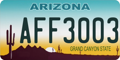 AZ license plate AFF3003