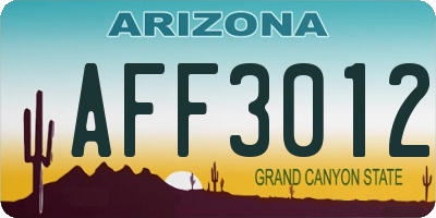 AZ license plate AFF3012