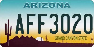 AZ license plate AFF3020