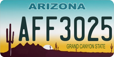 AZ license plate AFF3025