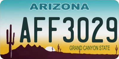 AZ license plate AFF3029