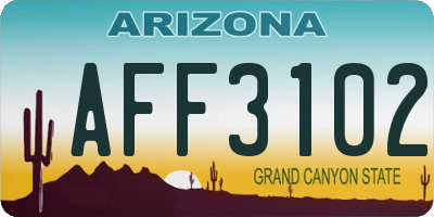 AZ license plate AFF3102