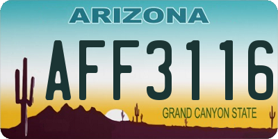 AZ license plate AFF3116