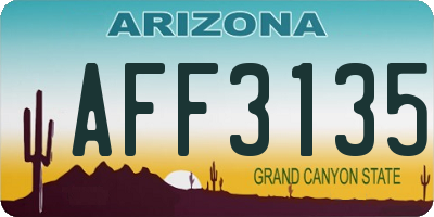 AZ license plate AFF3135