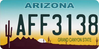 AZ license plate AFF3138