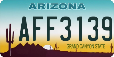 AZ license plate AFF3139