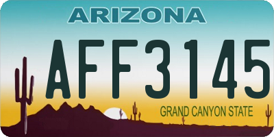 AZ license plate AFF3145