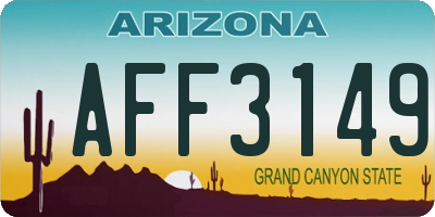 AZ license plate AFF3149