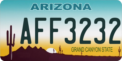 AZ license plate AFF3232