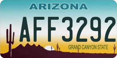 AZ license plate AFF3292