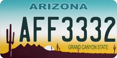 AZ license plate AFF3332