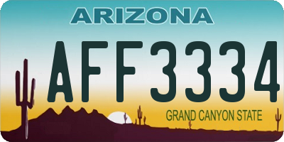 AZ license plate AFF3334