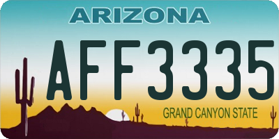 AZ license plate AFF3335