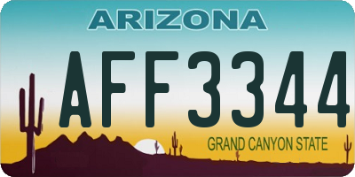 AZ license plate AFF3344