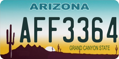 AZ license plate AFF3364