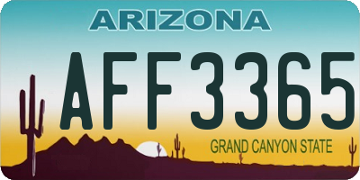 AZ license plate AFF3365
