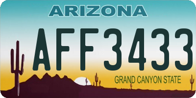 AZ license plate AFF3433