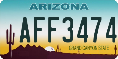 AZ license plate AFF3474