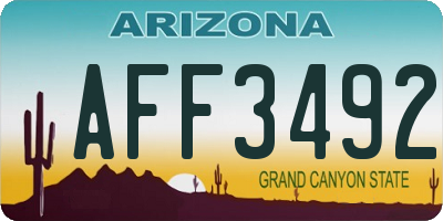 AZ license plate AFF3492