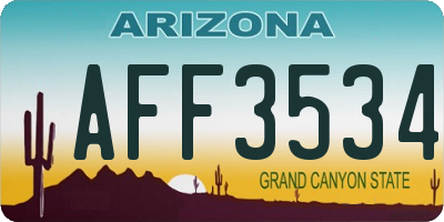 AZ license plate AFF3534