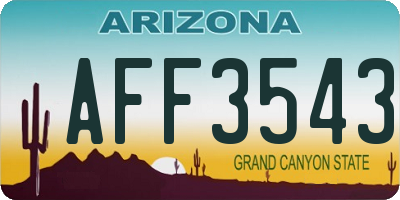 AZ license plate AFF3543