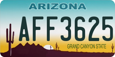 AZ license plate AFF3625