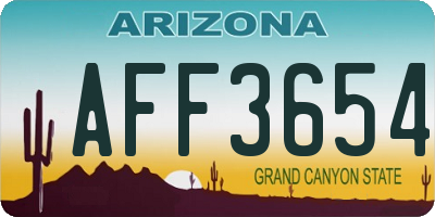 AZ license plate AFF3654