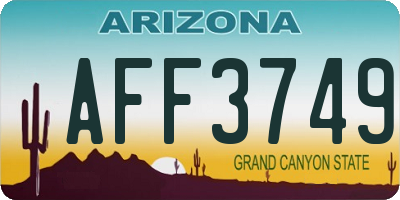 AZ license plate AFF3749