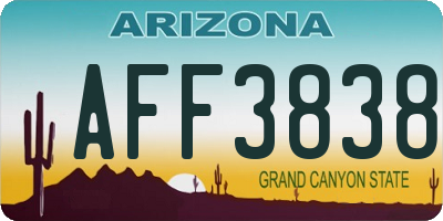 AZ license plate AFF3838