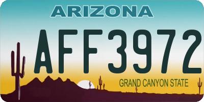 AZ license plate AFF3972