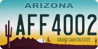AZ license plate AFF4002