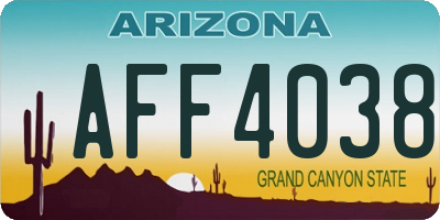 AZ license plate AFF4038