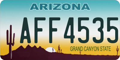 AZ license plate AFF4535