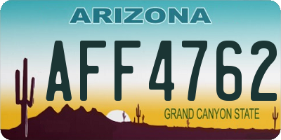 AZ license plate AFF4762