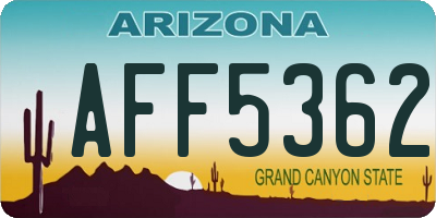 AZ license plate AFF5362