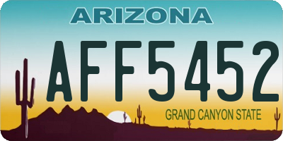 AZ license plate AFF5452