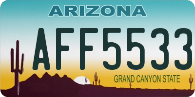 AZ license plate AFF5533
