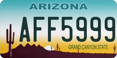 AZ license plate AFF5999