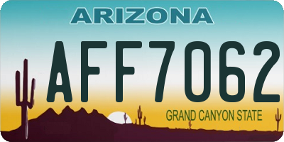 AZ license plate AFF7062