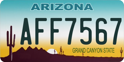 AZ license plate AFF7567