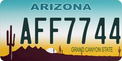 AZ license plate AFF7744