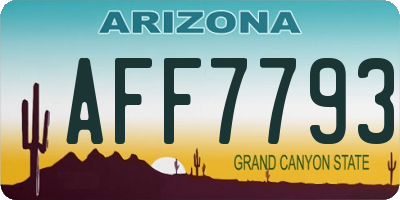 AZ license plate AFF7793