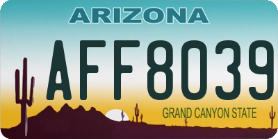AZ license plate AFF8039