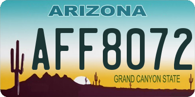 AZ license plate AFF8072