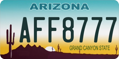 AZ license plate AFF8777