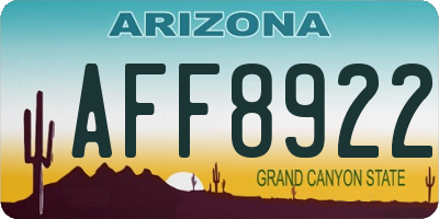 AZ license plate AFF8922