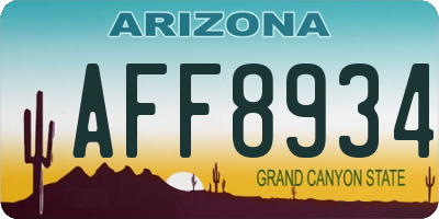 AZ license plate AFF8934