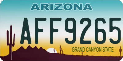 AZ license plate AFF9265
