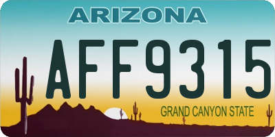 AZ license plate AFF9315