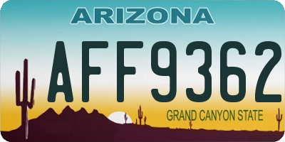AZ license plate AFF9362